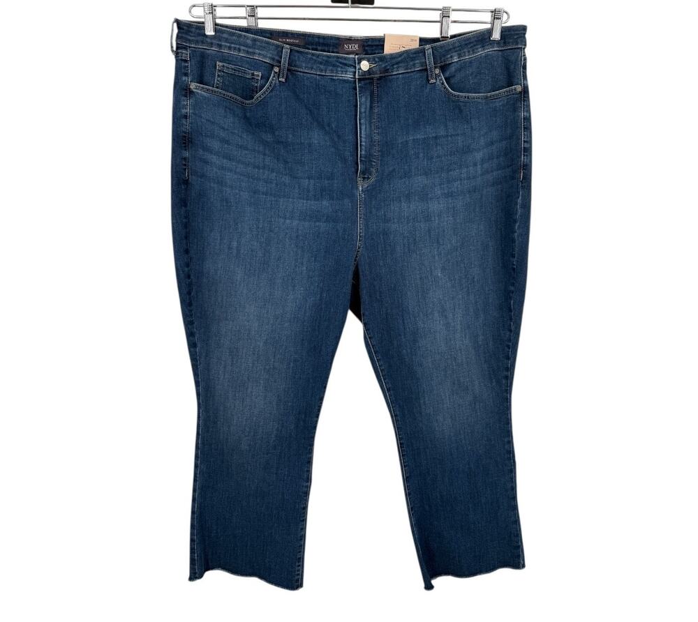 NYDJ Jeans High-Rise Slim Bootcut Ankle W/Fray blue size 28W